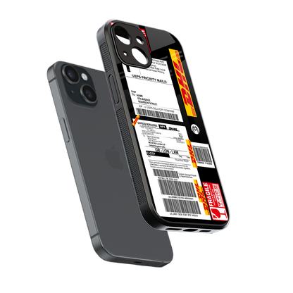 dhl delivery label back phone cover | glass case for iphone 13 mini