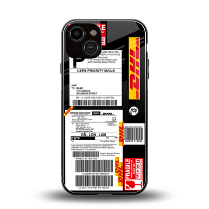 dhl delivery label back phone cover | glass case for iphone 13