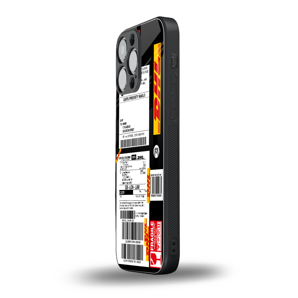 dhl delivery label back phone cover | glass case for iphone 15 pro max
