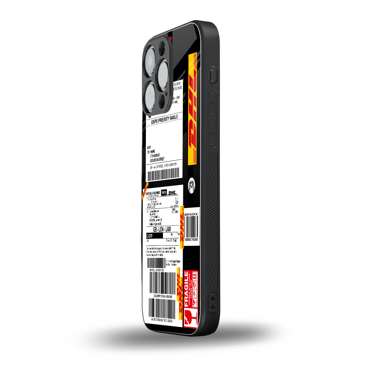 dhl delivery label back phone cover | glass case for iphone 15 pro max