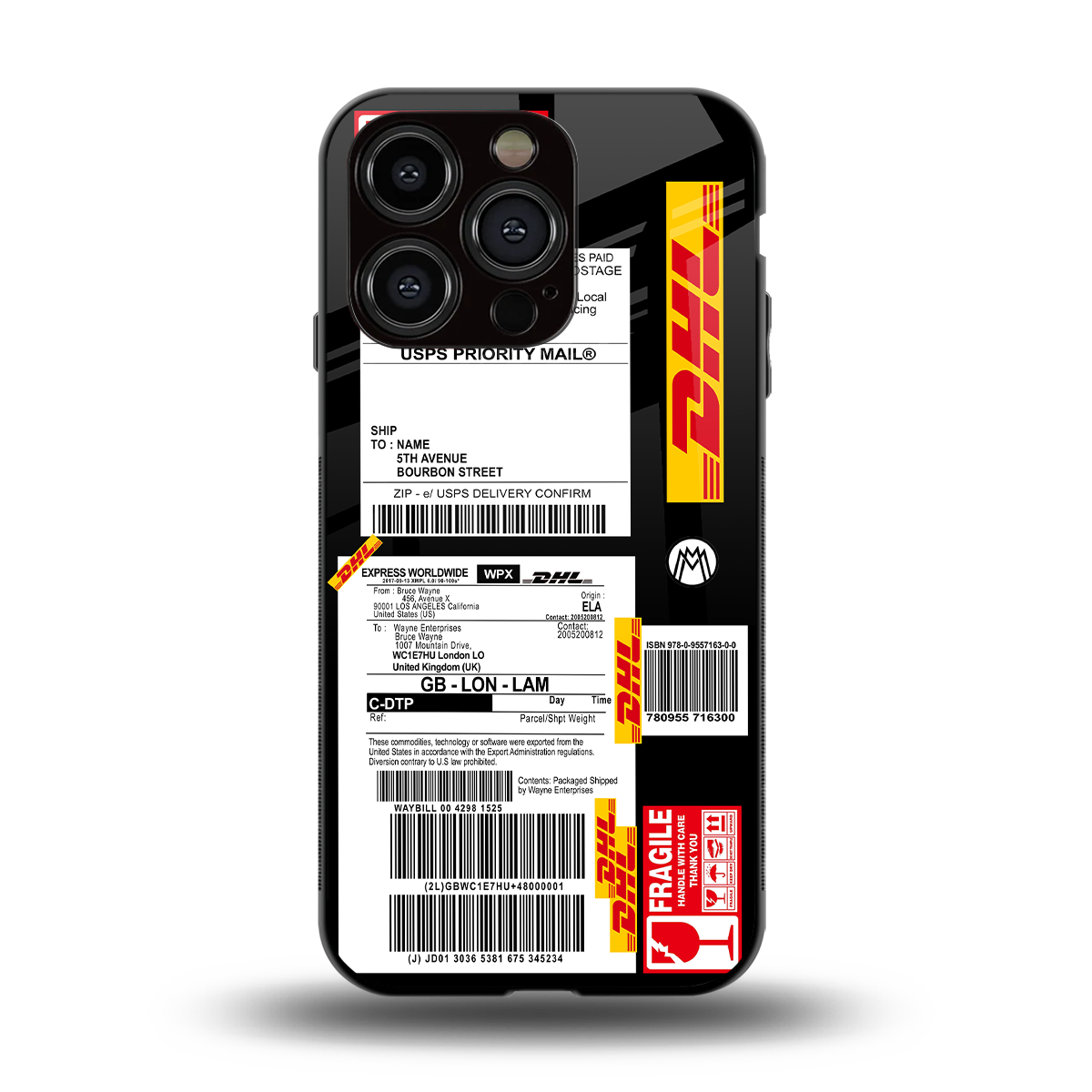 dhl delivery label back phone cover | glass case for iphone 14 pro