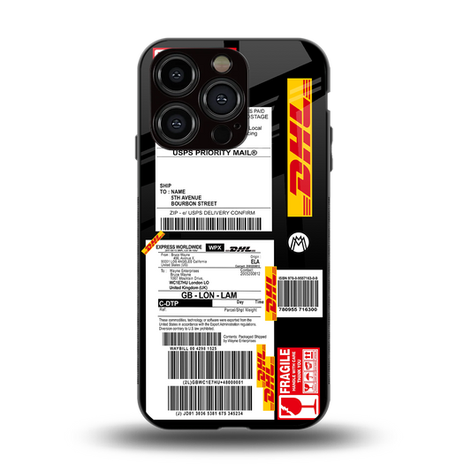 dhl delivery label back phone cover | glass case for iphone 14 pro