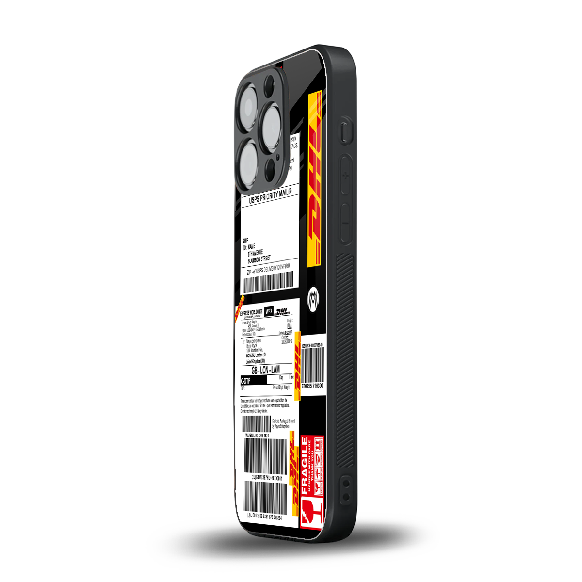 dhl delivery label back phone cover | glass case for iphone 14 pro