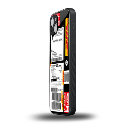 dhl delivery label back phone cover | glass case for iphone 15