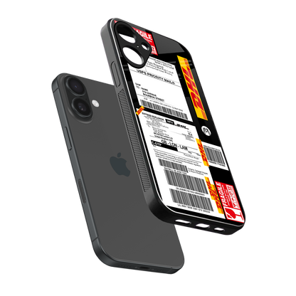 dhl delivery label back phone cover | glass case for iphone 16 plus