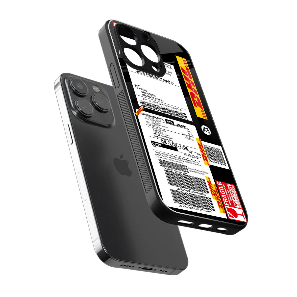 dhl delivery label back phone cover | glass case for iphone 16 pro