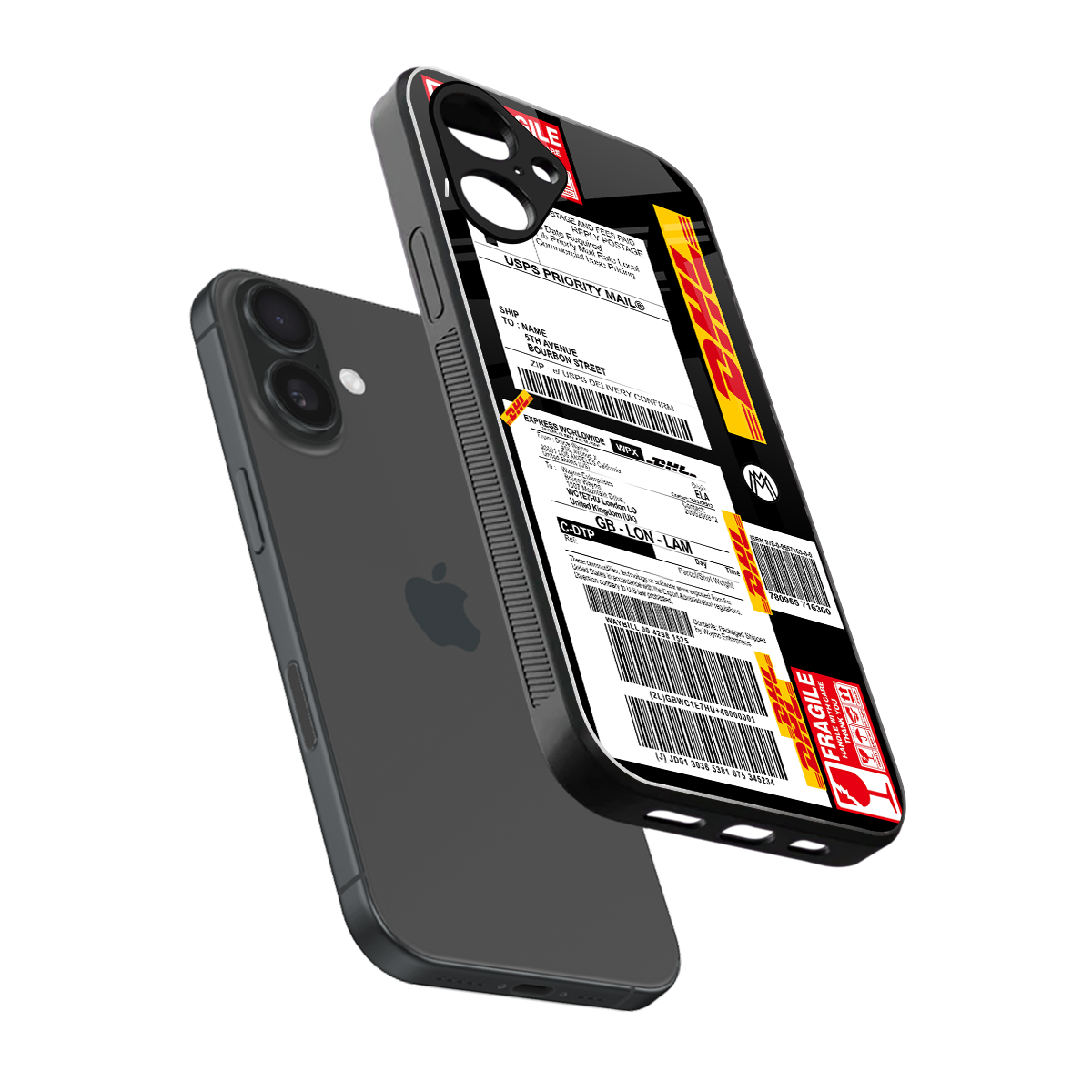 dhl delivery label back phone cover | glass case for iphone 16