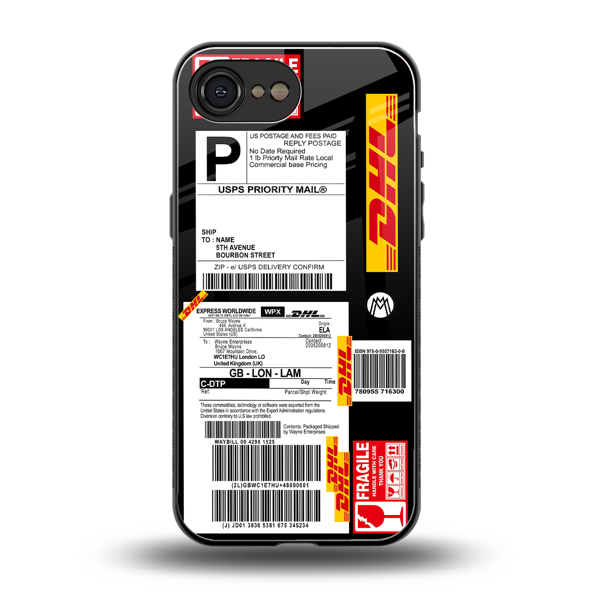 dhl delivery label back phone cover | glass case for iphone 16e