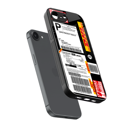 dhl delivery label back phone cover | glass case for iphone 16e