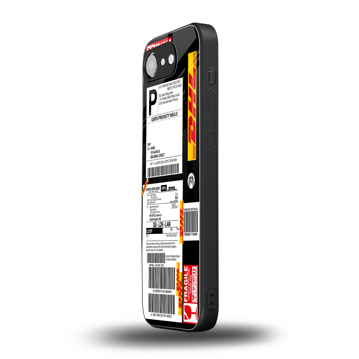 dhl delivery label back phone cover | glass case for iphone 16e