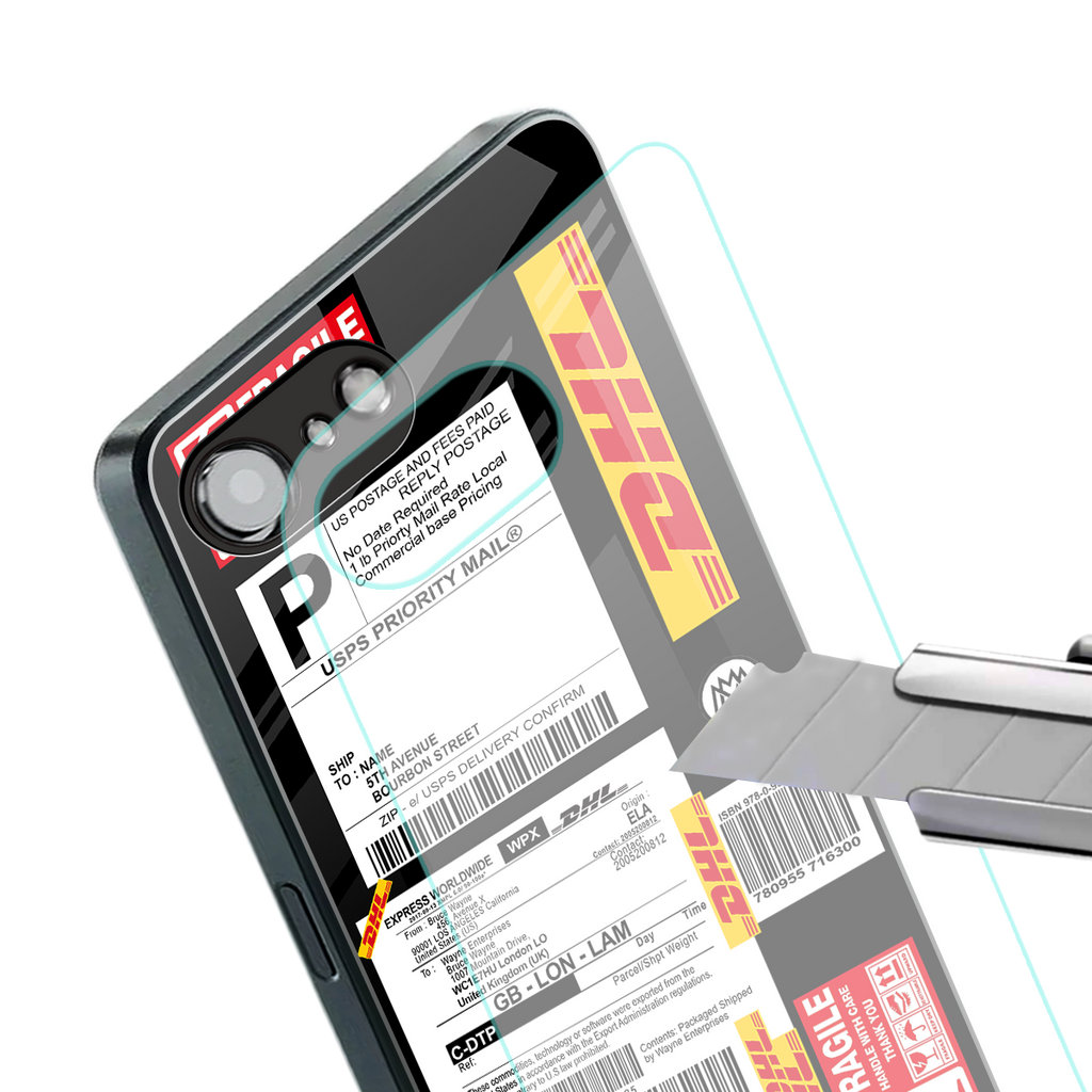 dhl delivery label back phone cover | glass case for iphone 16e