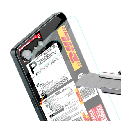 dhl delivery label back phone cover | glass case for iphone 16e