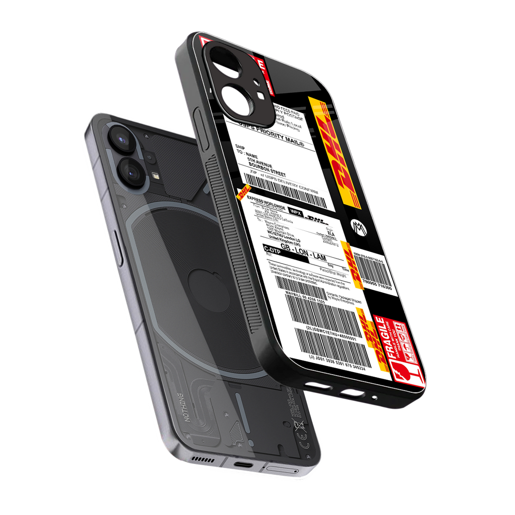 dhl delivery label back phone cover | glass case for nothing phone 1