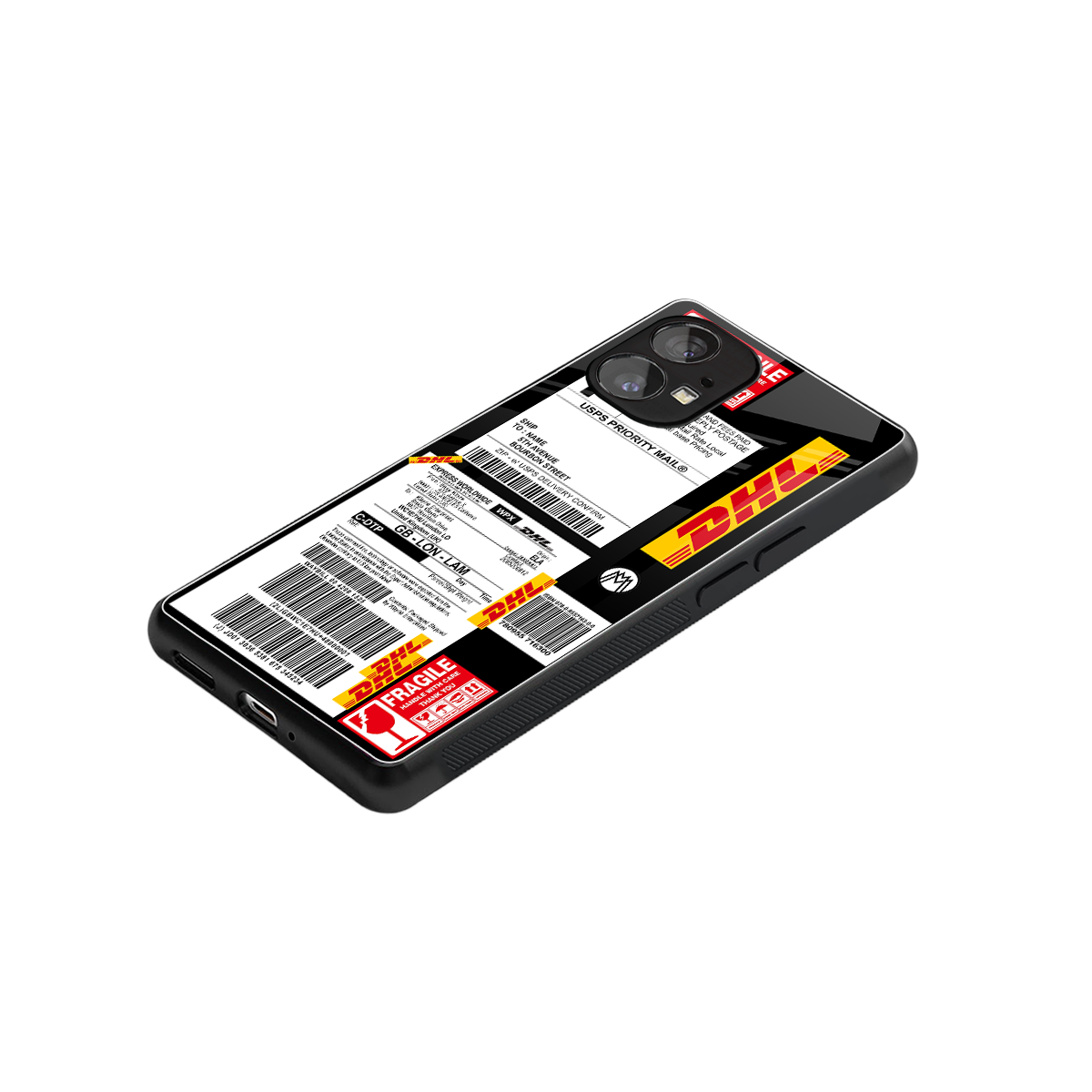 dhl delivery label back phone cover | glass case for nothing phone 1