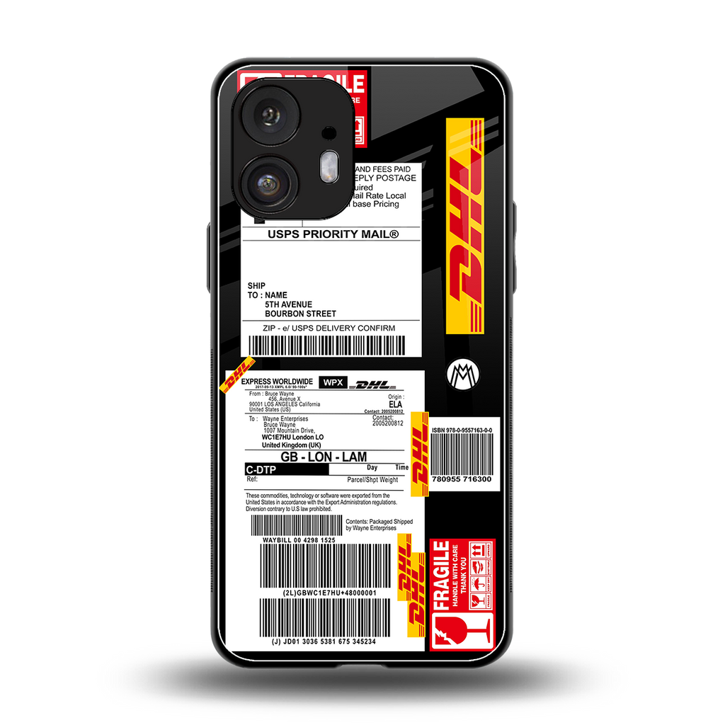 dhl delivery label back phone cover | glass case for nothing phone 2