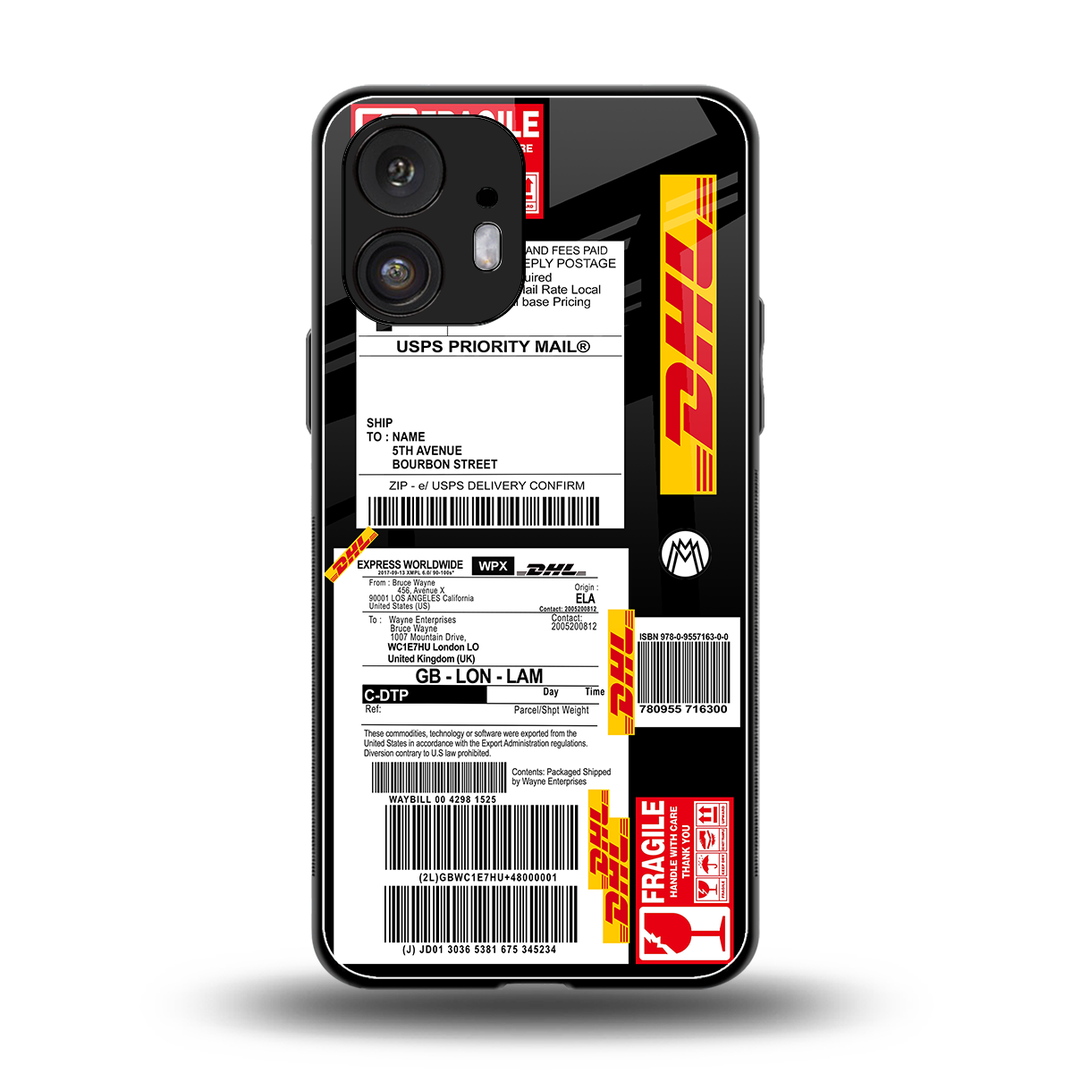dhl delivery label back phone cover | glass case for nothing phone 2