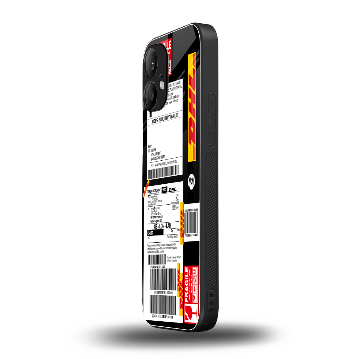 dhl delivery label back phone cover | glass case for nothing phone 2