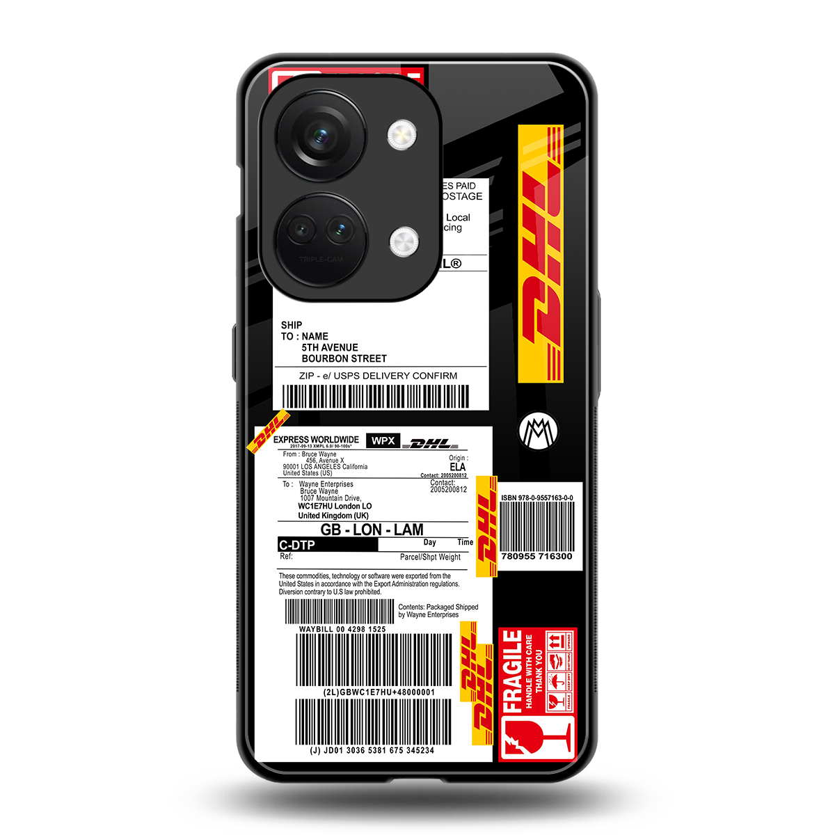 dhl delivery label back phone cover | glass case for oneplus nord 3