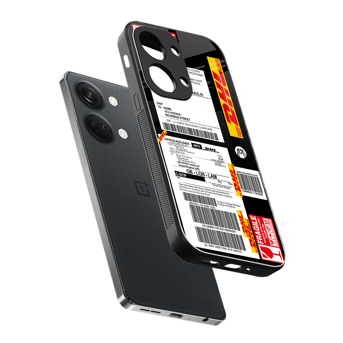 dhl delivery label back phone cover | glass case for oneplus nord 3
