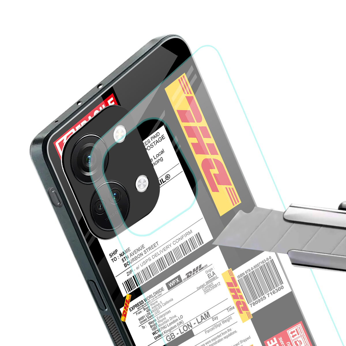 dhl delivery label back phone cover | glass case for oneplus nord 3