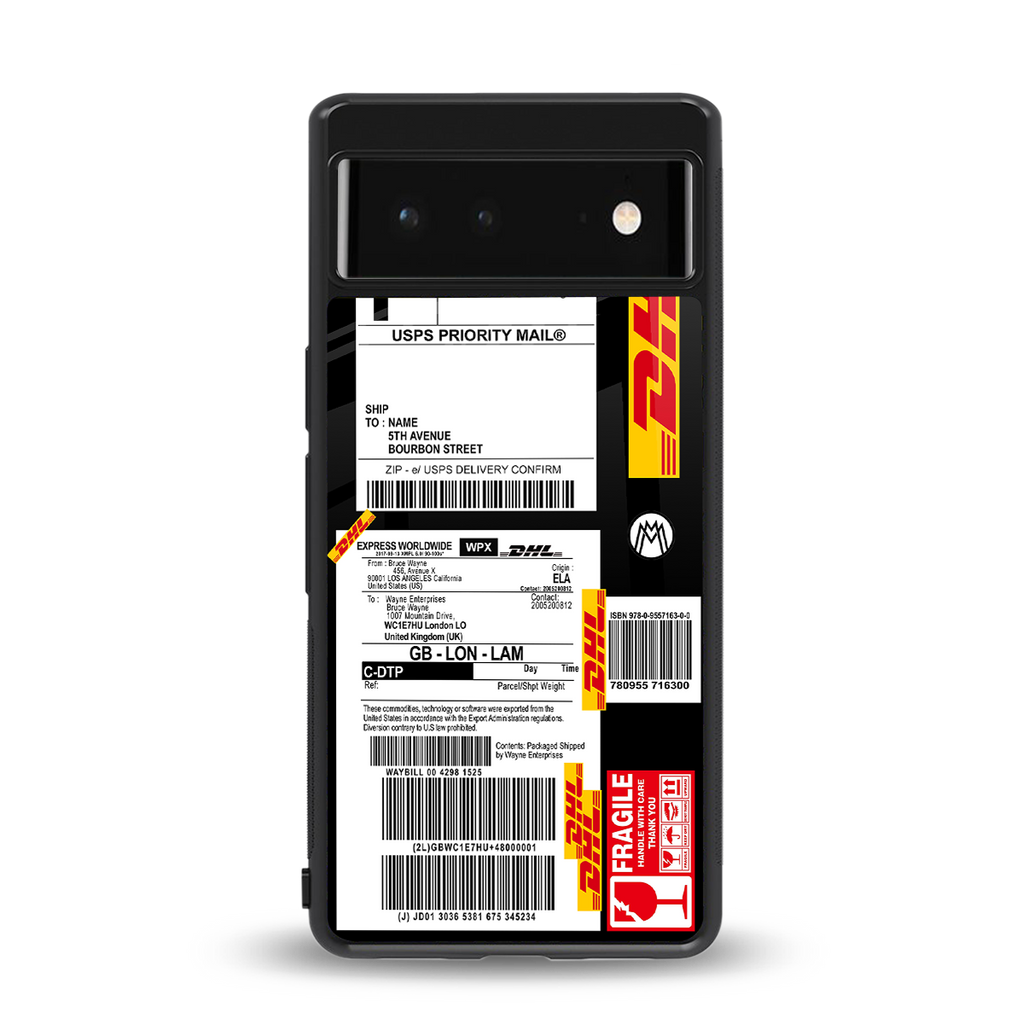 dhl delivery label back phone cover | glass case for google pixel 6