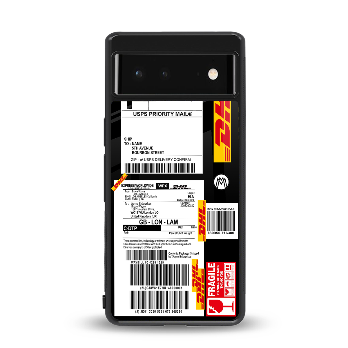 dhl delivery label back phone cover | glass case for google pixel 6