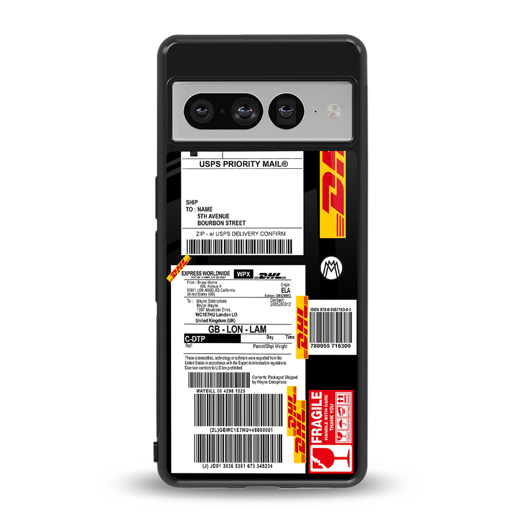 dhl delivery label back phone cover | glass case for google pixel 7 pro