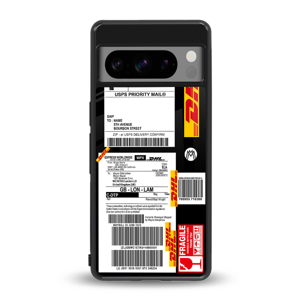 dhl delivery label back phone cover | glass case for google pixel 8 pro