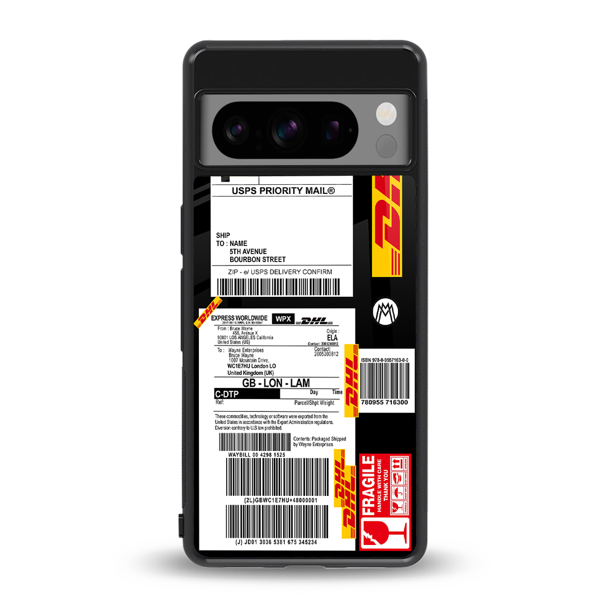 dhl delivery label back phone cover | glass case for google pixel 8 pro