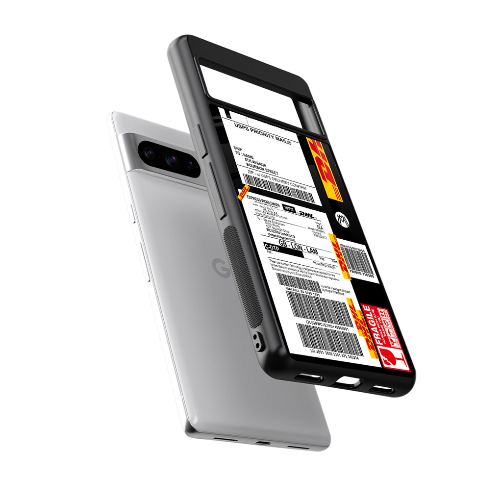 dhl delivery label back phone cover | glass case for google pixel 8 pro