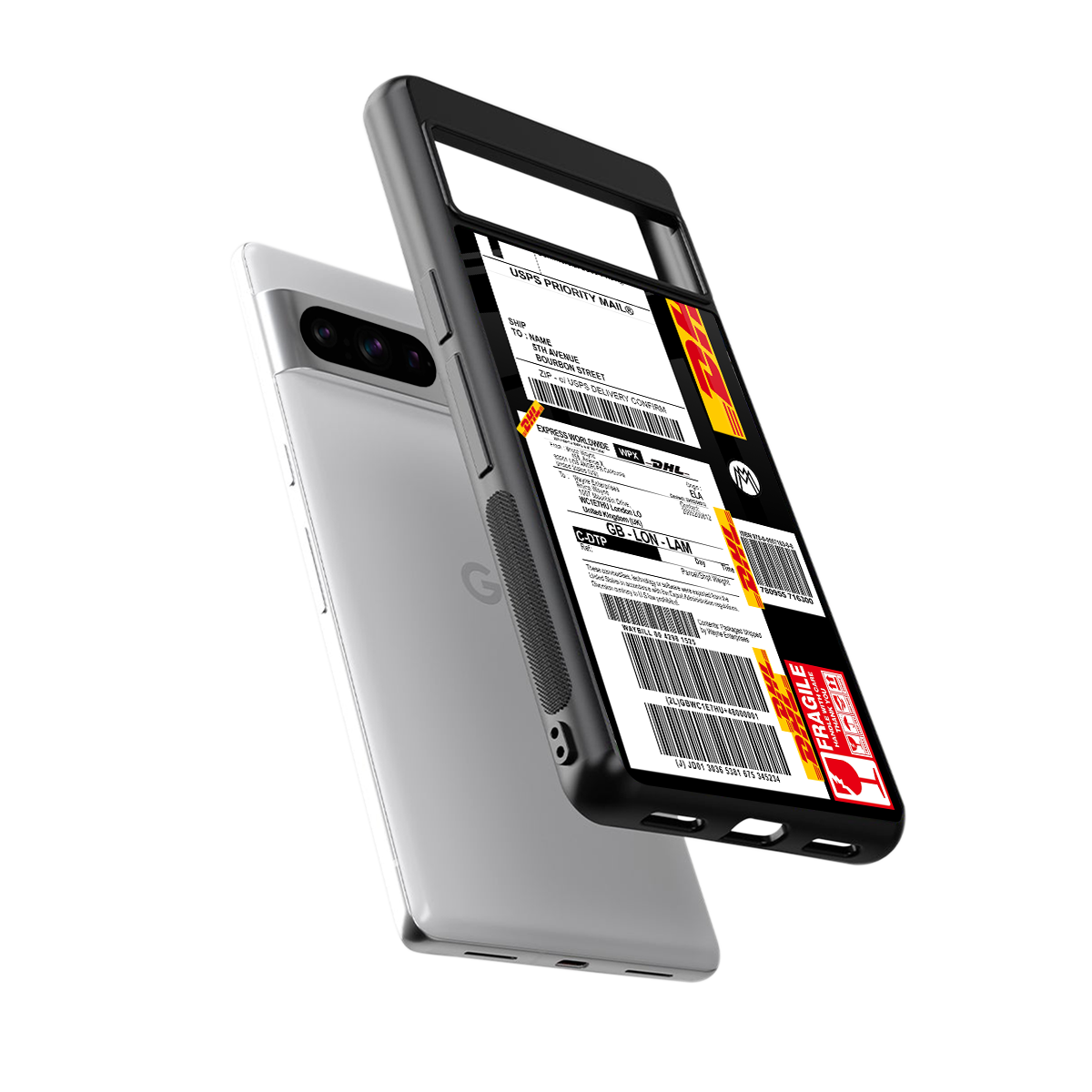 dhl delivery label back phone cover | glass case for google pixel 8 pro