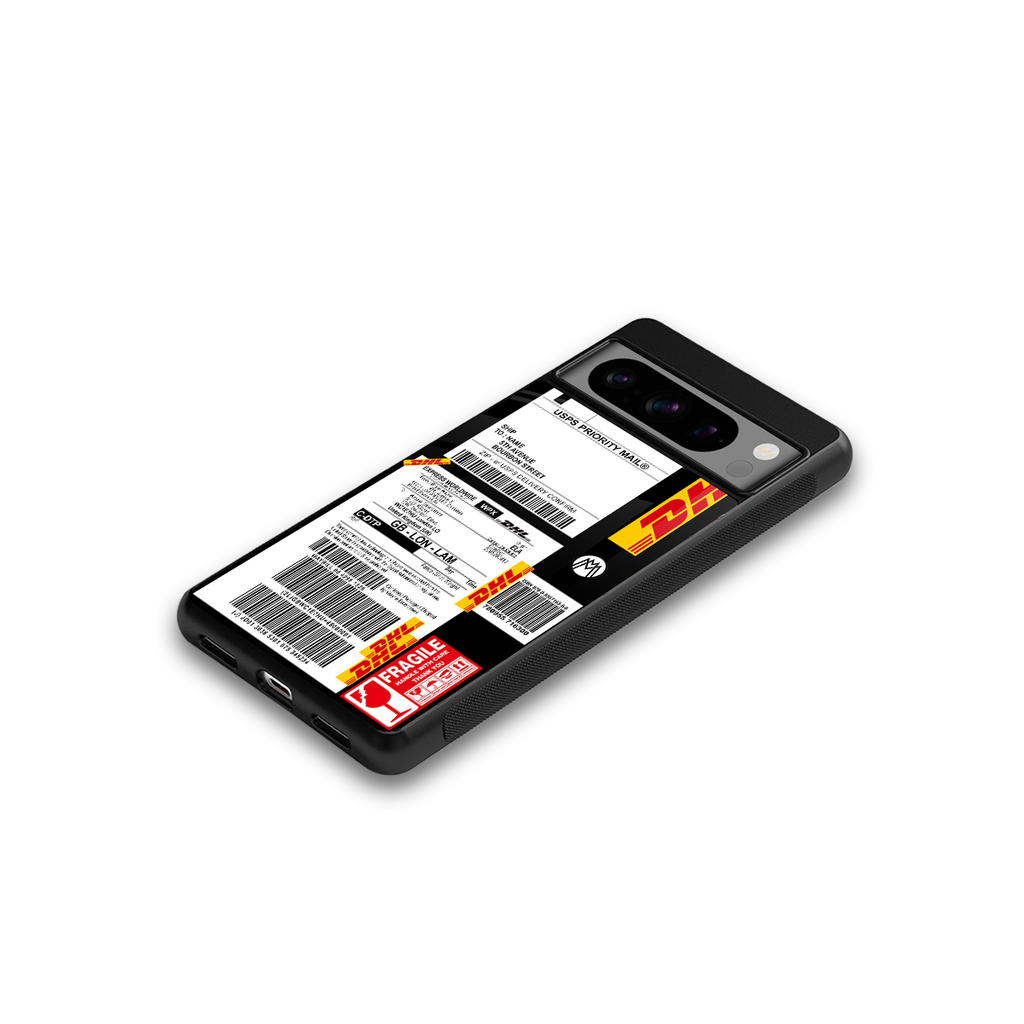 dhl delivery label back phone cover | glass case for google pixel 8 pro