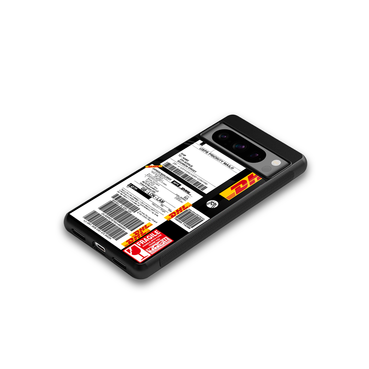 dhl delivery label back phone cover | glass case for google pixel 8 pro