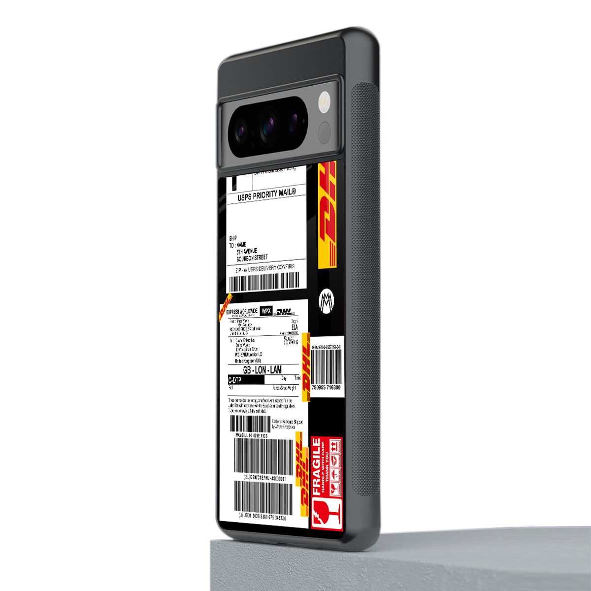 dhl delivery label back phone cover | glass case for google pixel 8 pro