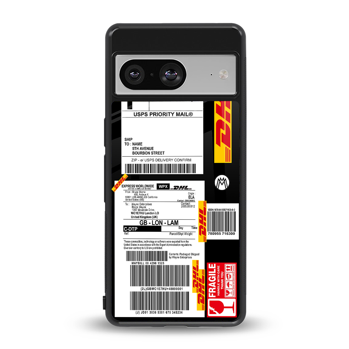 dhl delivery label back phone cover | glass case for Google Pixel 8