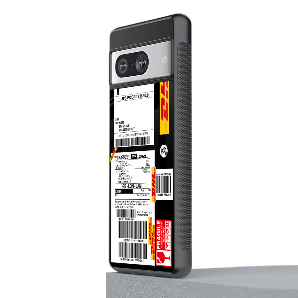 dhl delivery label back phone cover | glass case for Google Pixel 8
