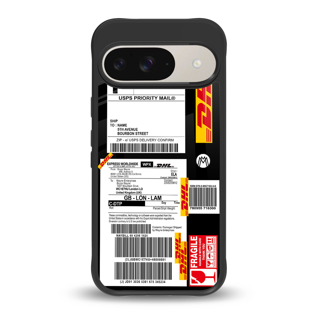 dhl delivery label back phone cover | glass case for google pixel 9