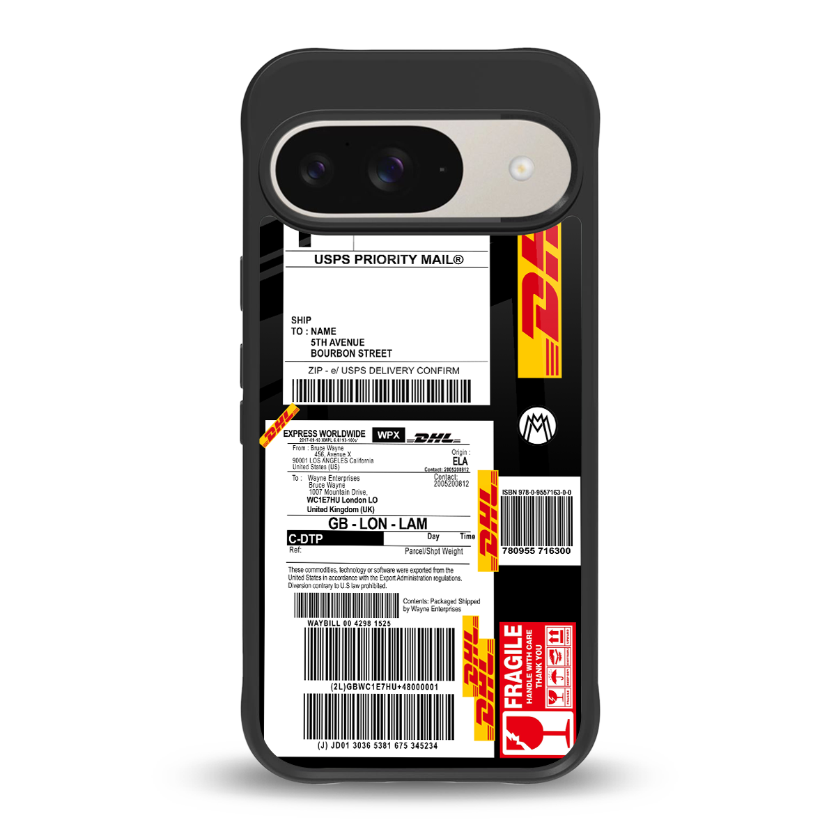 dhl delivery label back phone cover | glass case for google pixel 9
