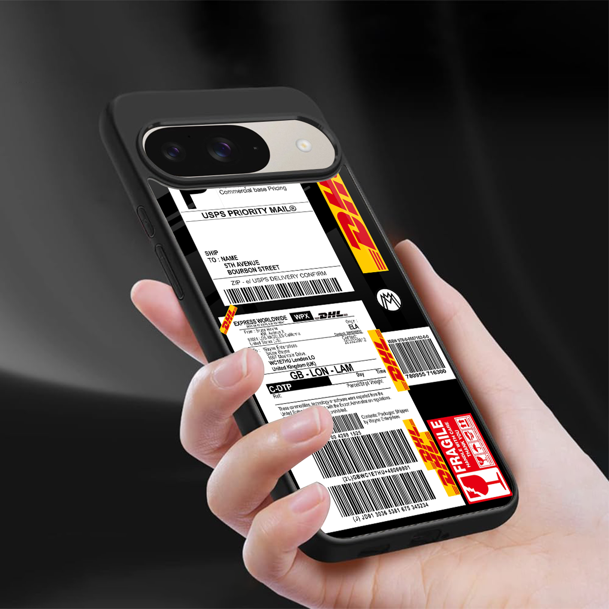 dhl delivery label back phone cover | glass case for google pixel 9