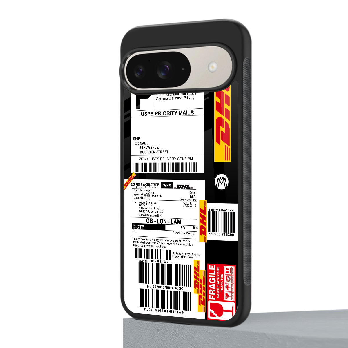 dhl delivery label back phone cover | glass case for google pixel 9