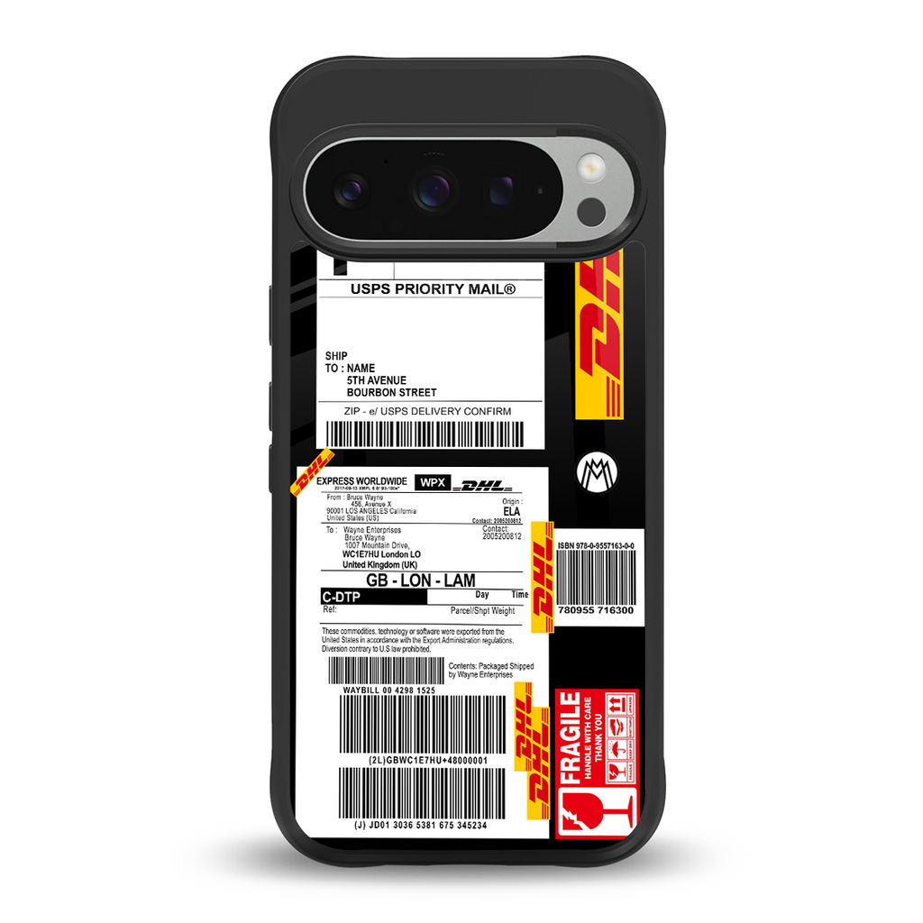 dhl delivery label back phone cover | glass case for google pixel 9 pro