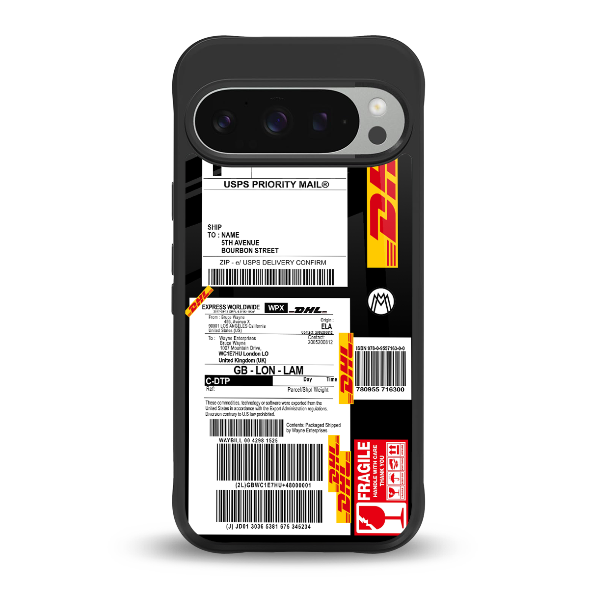 dhl delivery label back phone cover | glass case for google pixel 9 pro xl