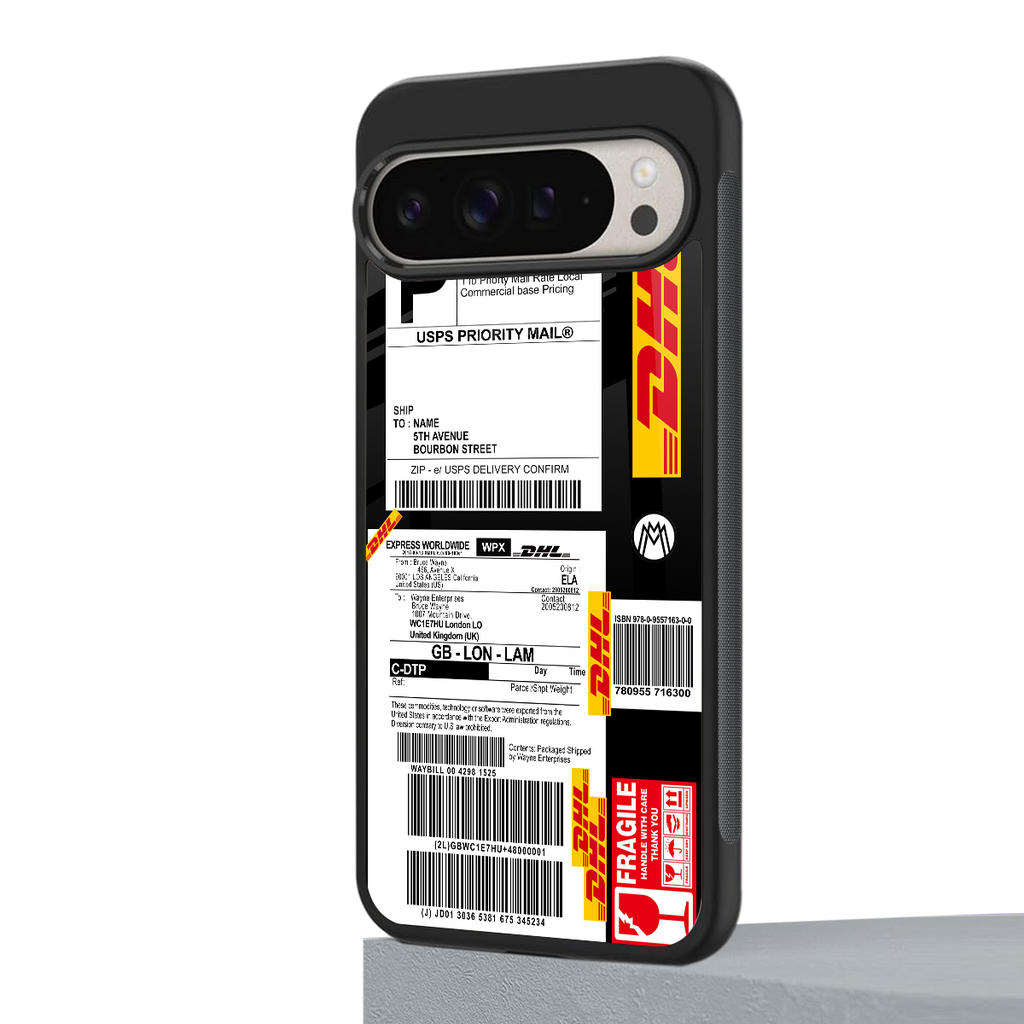 dhl delivery label back phone cover | glass case for google pixel 9 pro xl