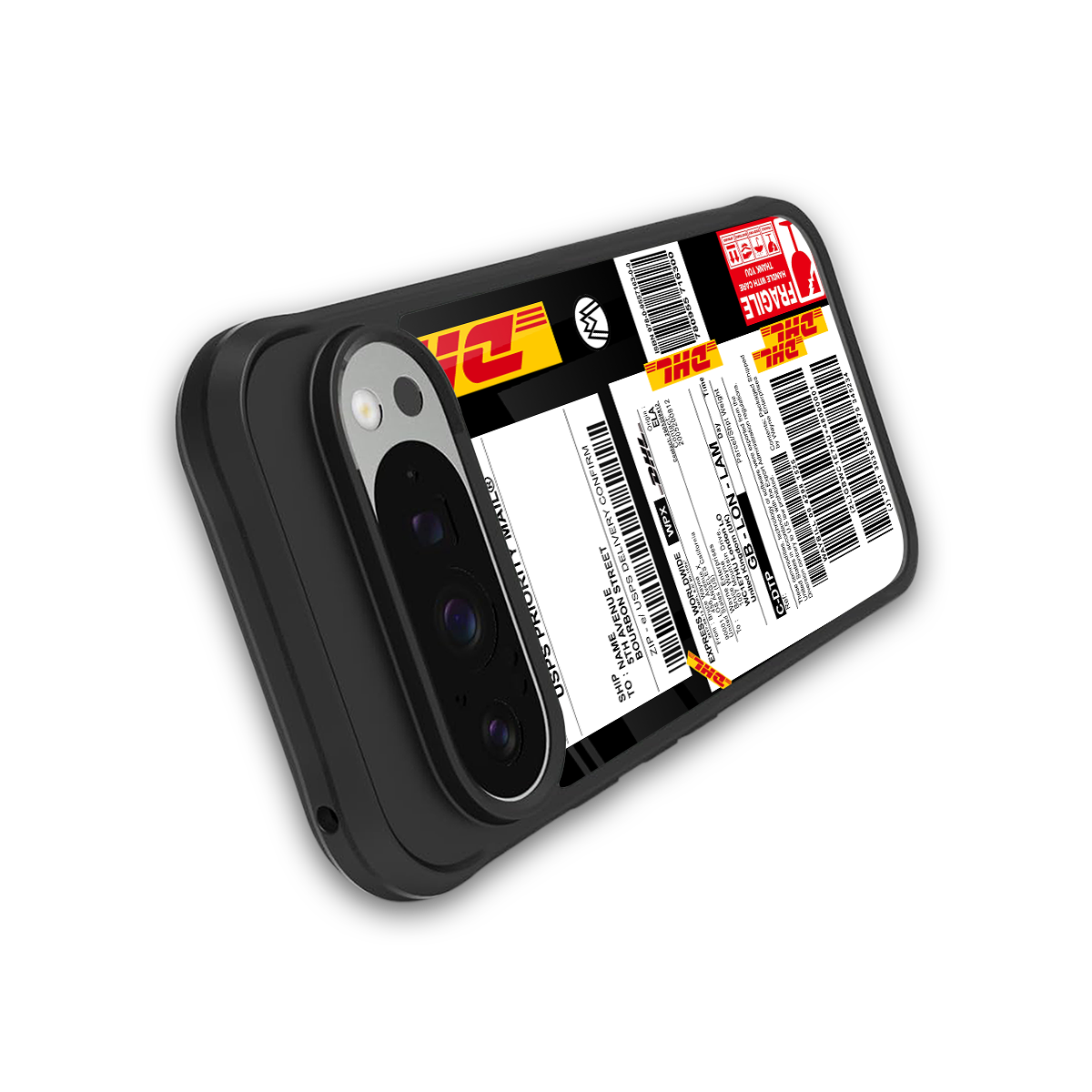 dhl delivery label back phone cover | glass case for google pixel 9 pro xl