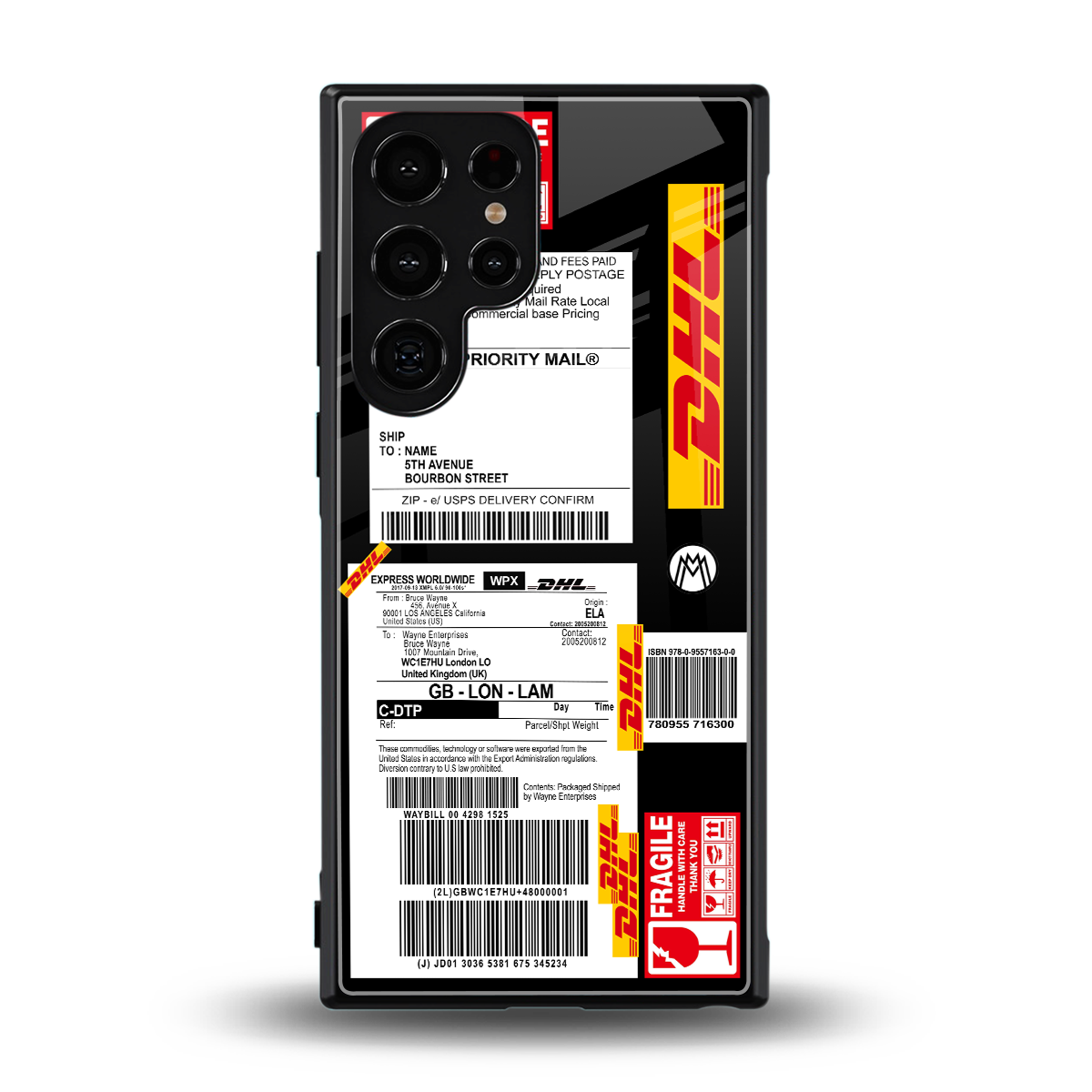 dhl delivery label back phone cover | glass case for samsung galaxy s23 ultra