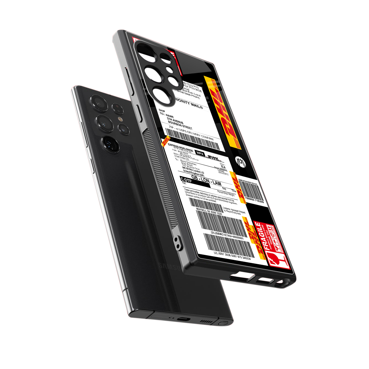 dhl delivery label back phone cover | glass case for samsung galaxy s23 ultra