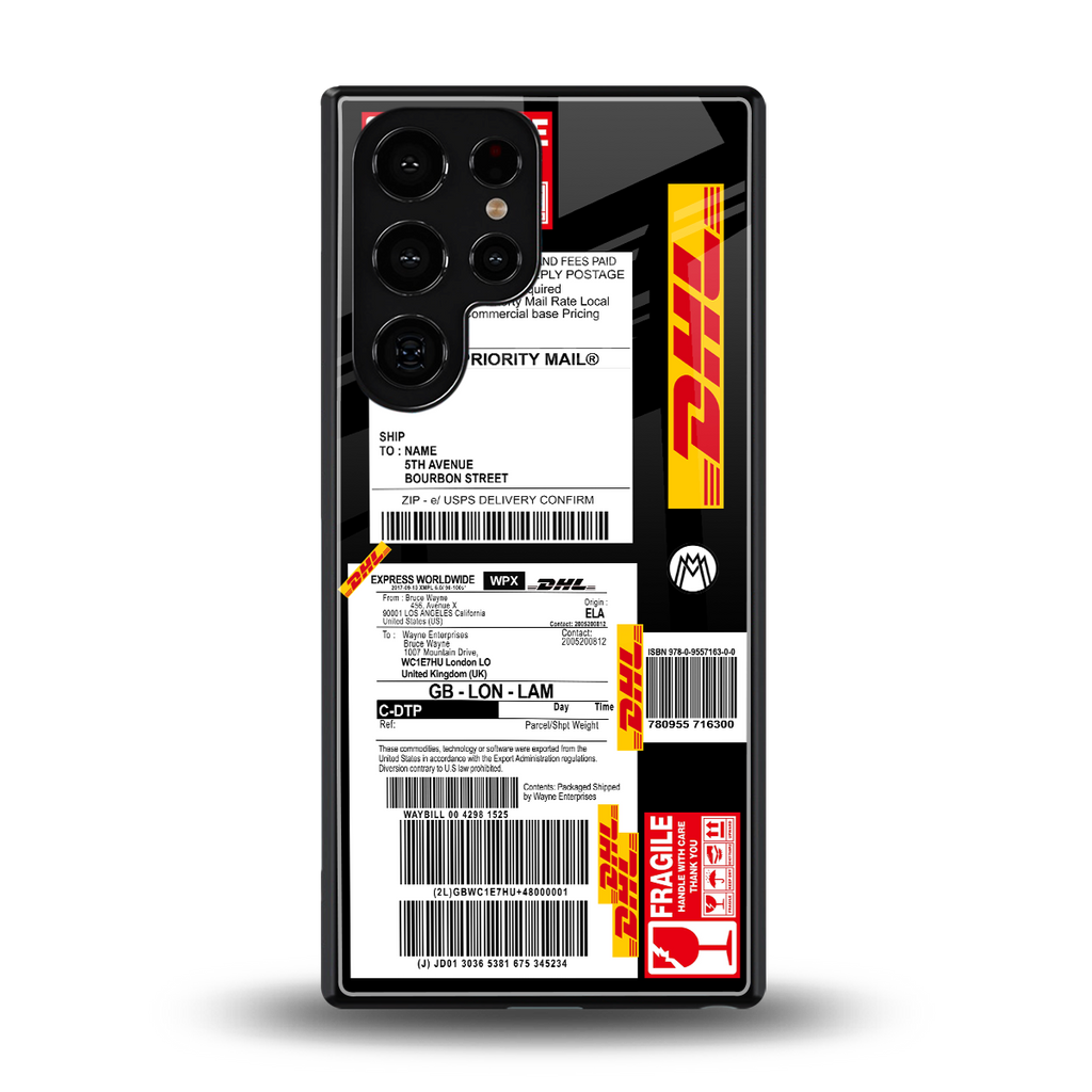 dhl delivery label back phone cover | glass case for samsung galaxy s25 ultra