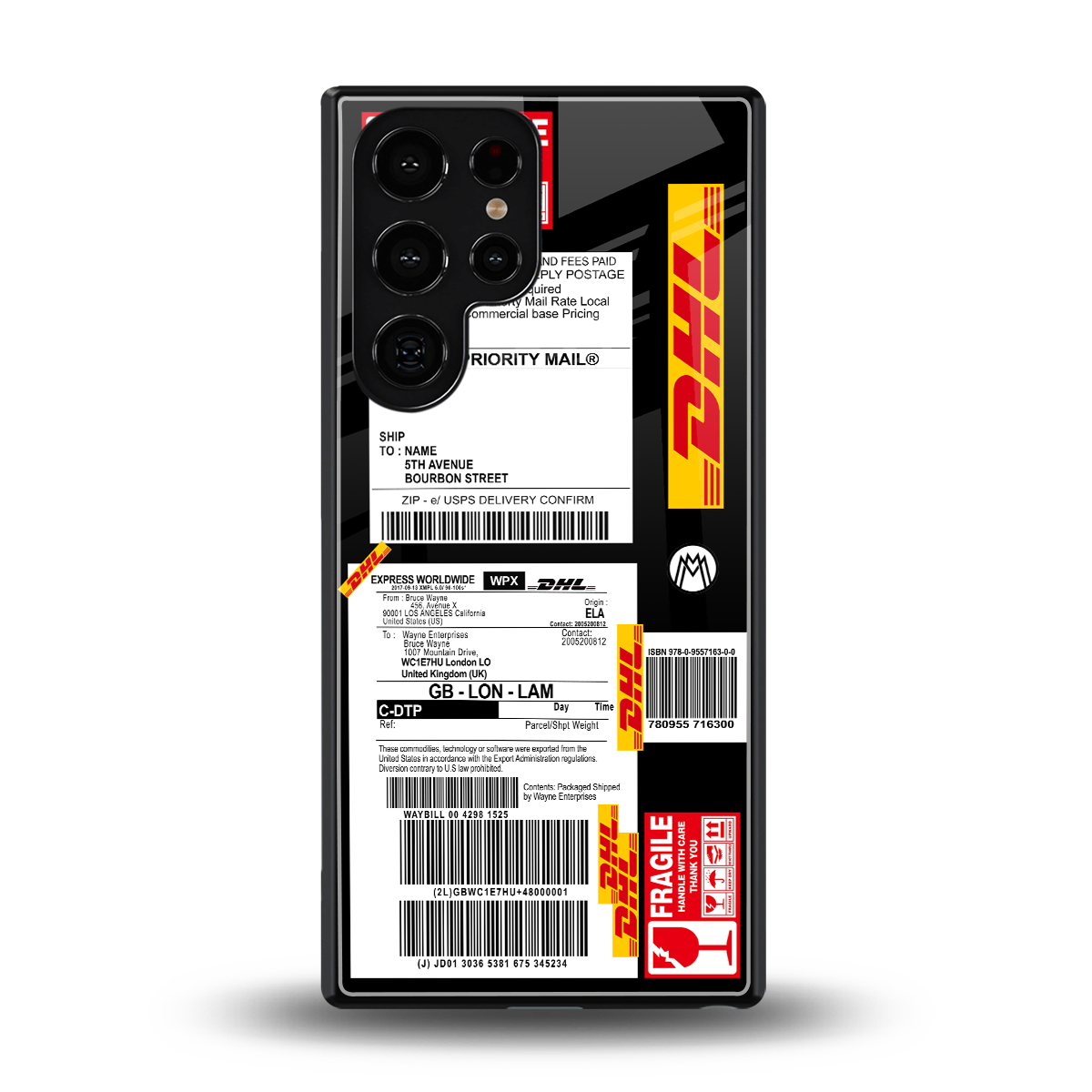 dhl delivery label back phone cover | glass case for samsung galaxy s25 ultra