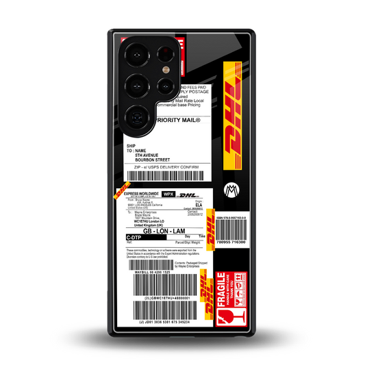 dhl delivery label back phone cover | glass case for samsung galaxy s25 ultra