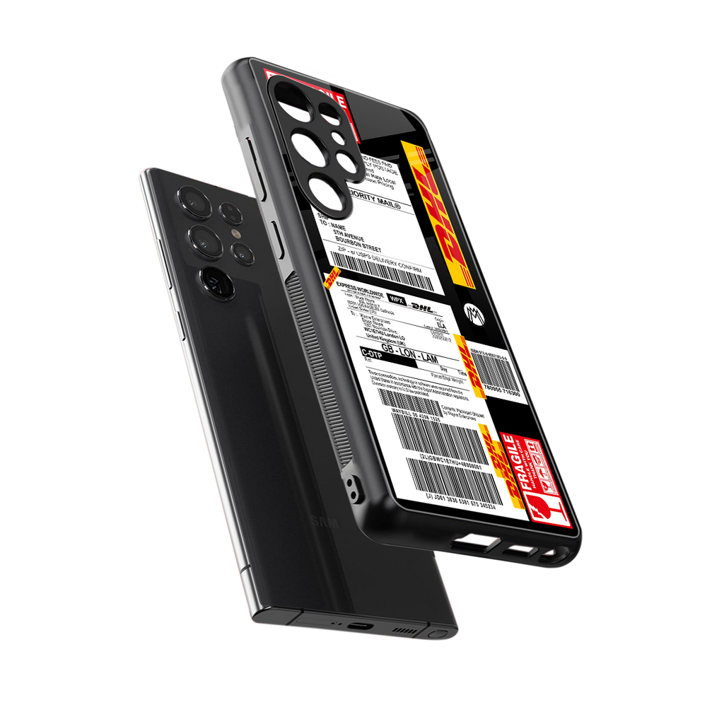 dhl delivery label back phone cover | glass case for samsung galaxy s25 ultra